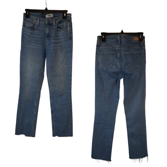Paige, Cindy, High Rise Crop Raw Hem Straight Jeans, Music, Blue, Light wash - Picture 2 of 7